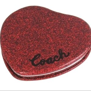 Coach Glitter Heart Compact  Wine Color nwt in packaging